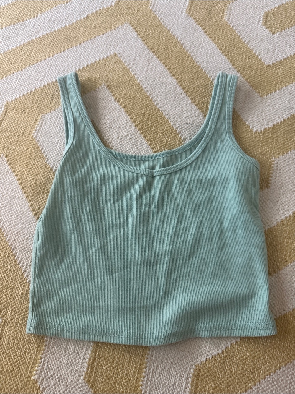 Sleeveless Ribbed Tank Top in Light Aqua